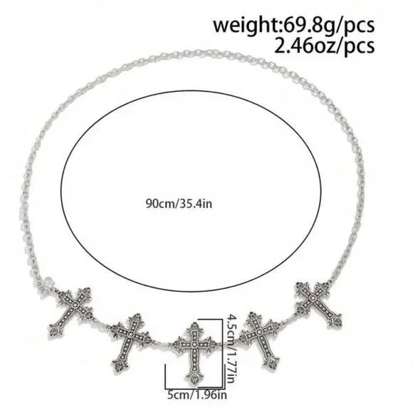 Silver cross chain belt - Picture 6 of 6